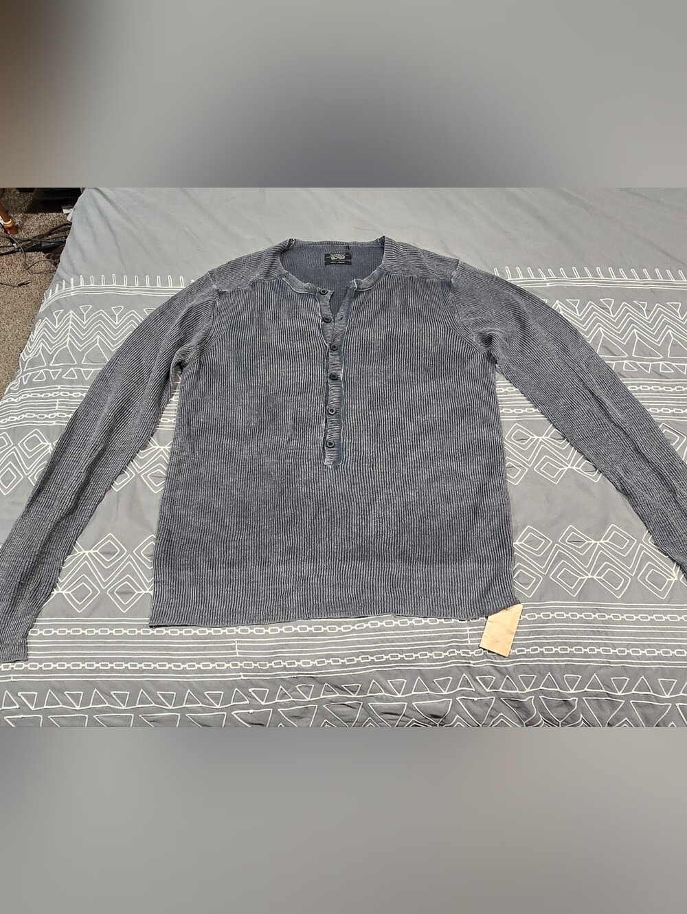 All Saints Men's Ribbed Linen Longsleeve Size Medium